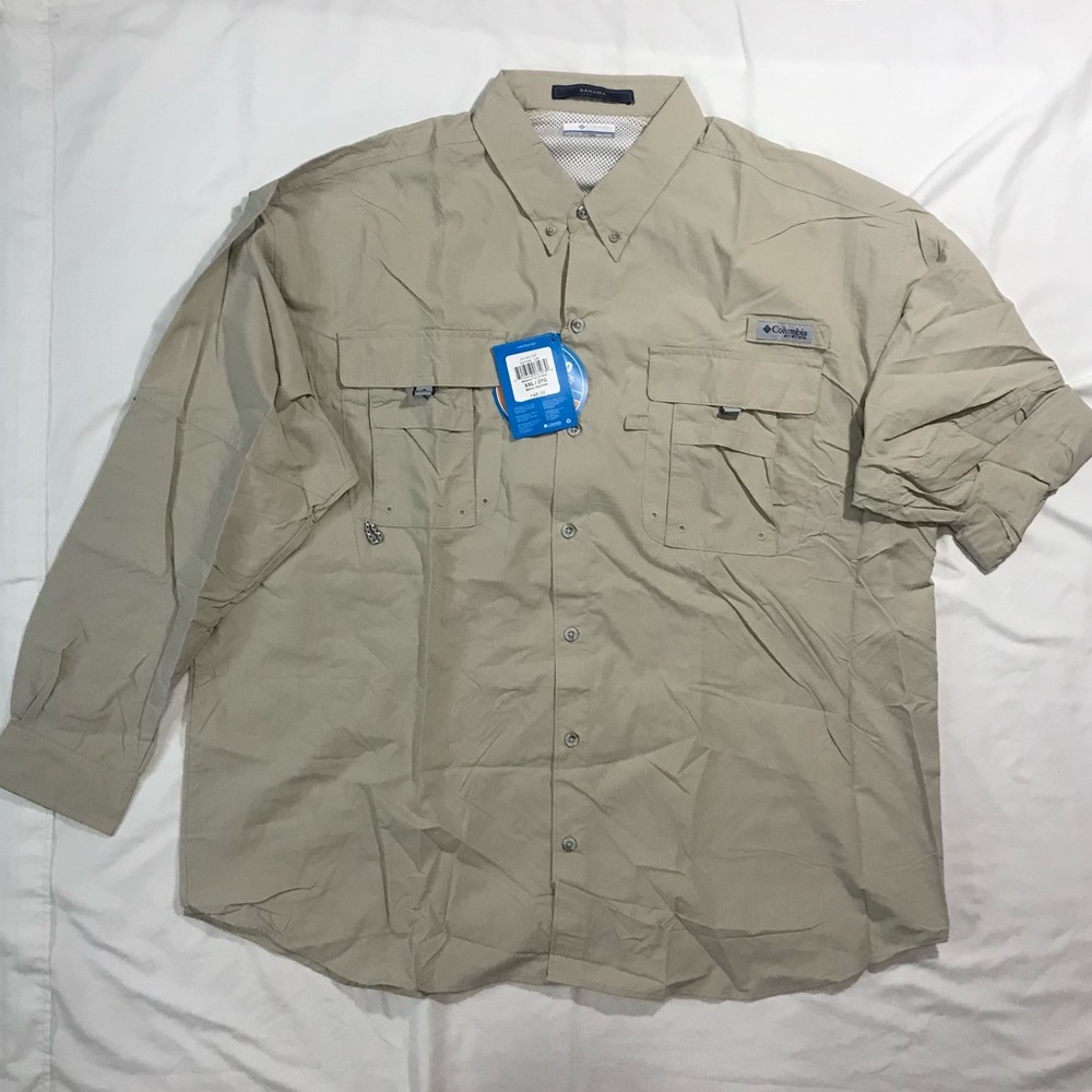 Columbia men tan brown Bahama L/3 button up shirt
